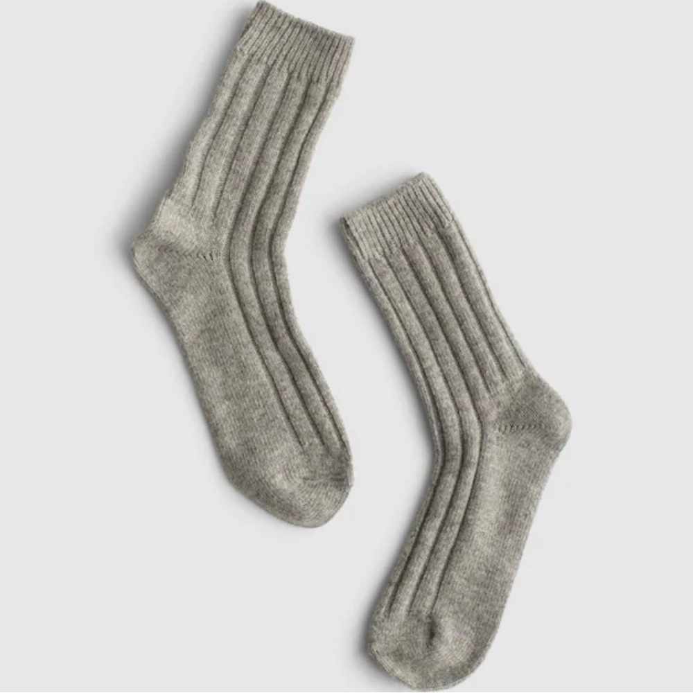 Madewell Wool Cashmere Blend Ribbed Trouser Socks Women’s Light Gray